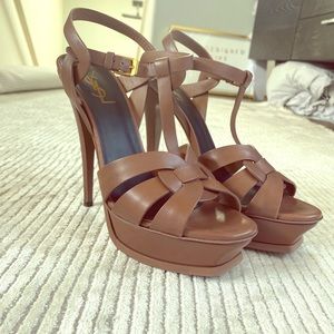 YSL tribute platinum heels